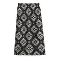 Black And White Navajo Pattern Print Cotton Front Slit Maxi Skirt