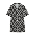 Black And White Navajo Pattern Print Cotton Hawaiian Shirt