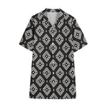 Black And White Navajo Pattern Print Cotton Hawaiian Shirt