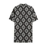 Black And White Navajo Pattern Print Cotton Hawaiian Shirt