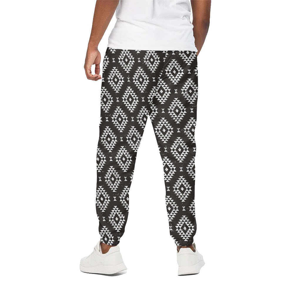 Black And White Navajo Pattern Print Cotton Pants