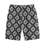 Black And White Navajo Pattern Print Cotton Shorts