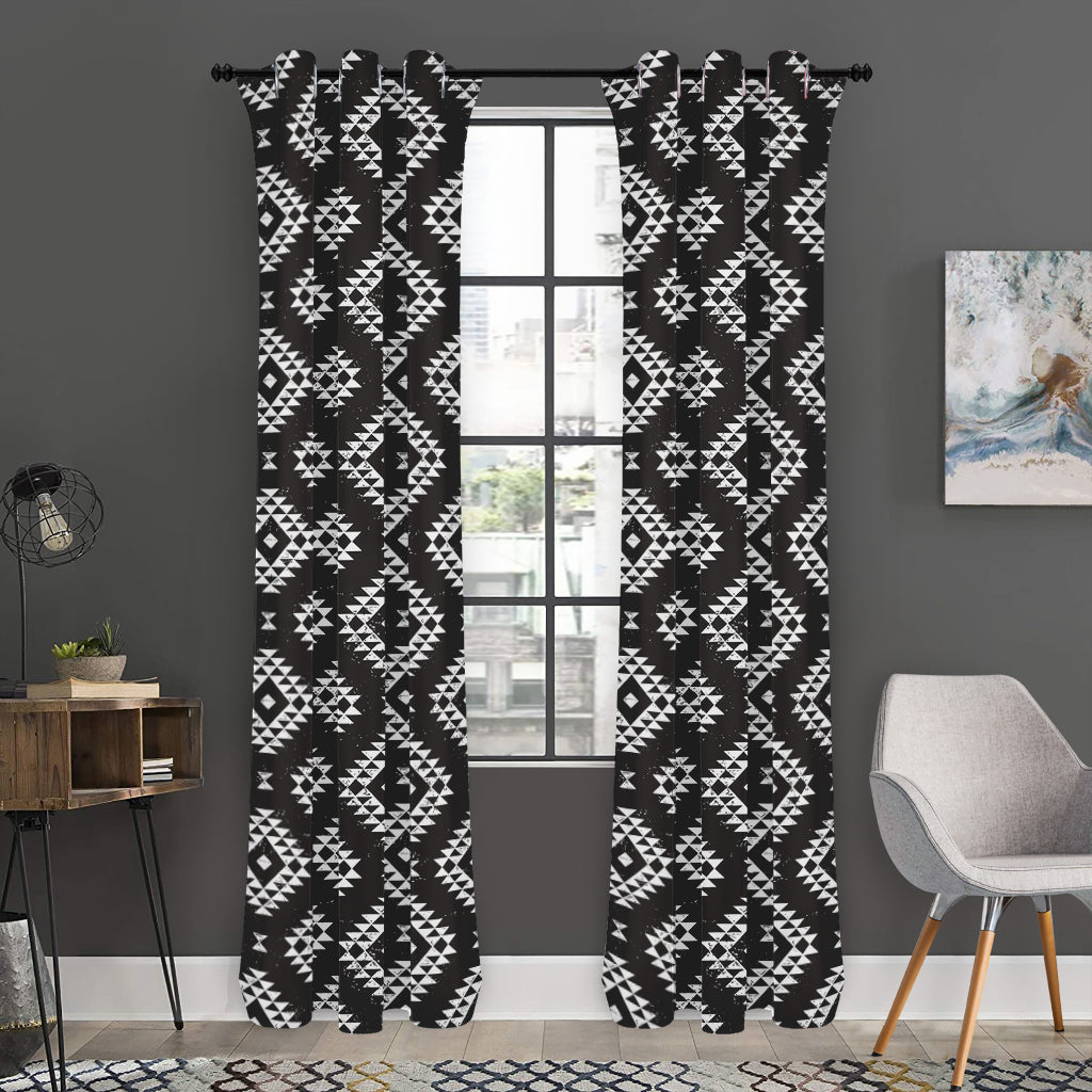 Black And White Navajo Pattern Print Curtain