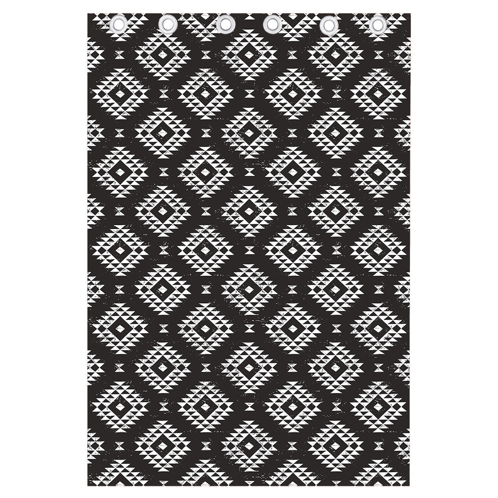 Black And White Navajo Pattern Print Curtain