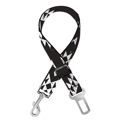 Black And White Navajo Pattern Print Dog Seat Belt