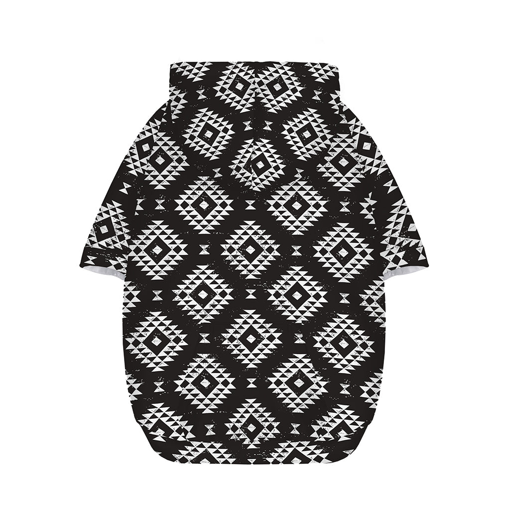 Black And White Navajo Pattern Print Dog Zip Up Hoodie