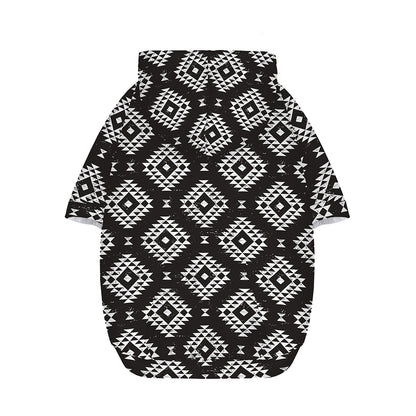 Black And White Navajo Pattern Print Dog Zip Up Hoodie