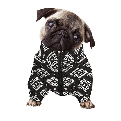 Black And White Navajo Pattern Print Dog Zip Up Jacket