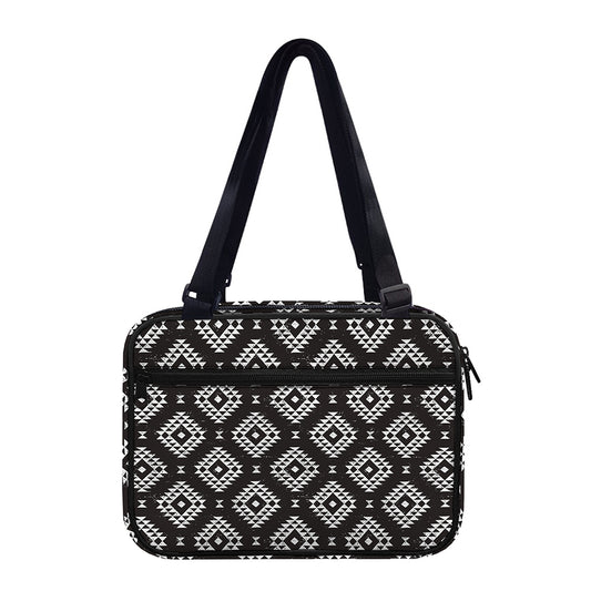 Black And White Navajo Pattern Print Double Strap Bible Bag