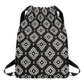 Black And White Navajo Pattern Print Drawstring Backpack
