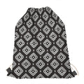 Black And White Navajo Pattern Print Drawstring Bag