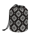 Black And White Navajo Pattern Print Drawstring Makeup Bag