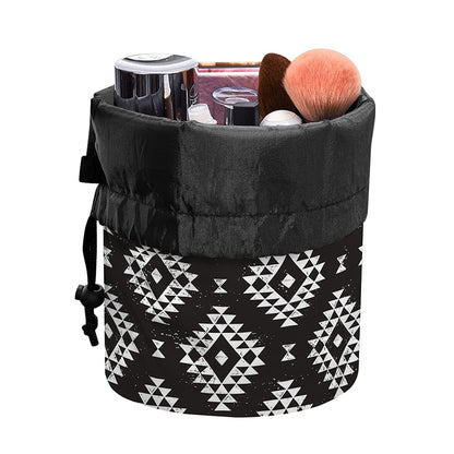 Black And White Navajo Pattern Print Drawstring Makeup Bag