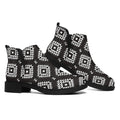Black And White Navajo Pattern Print Flat Ankle Boots
