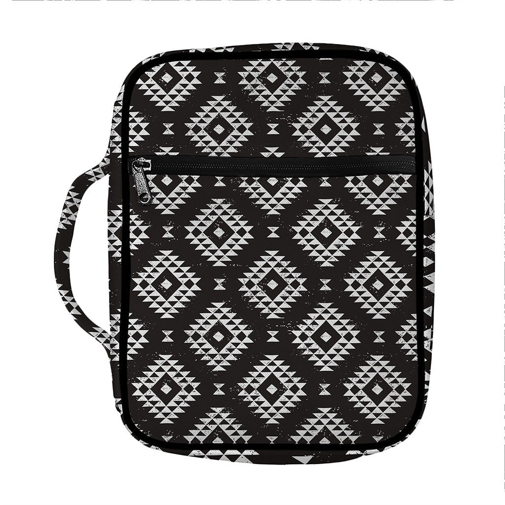 Black And White Navajo Pattern Print Front Pocket Bible Bag