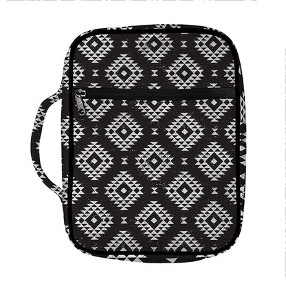 Black And White Navajo Pattern Print Front Pocket Bible Bag