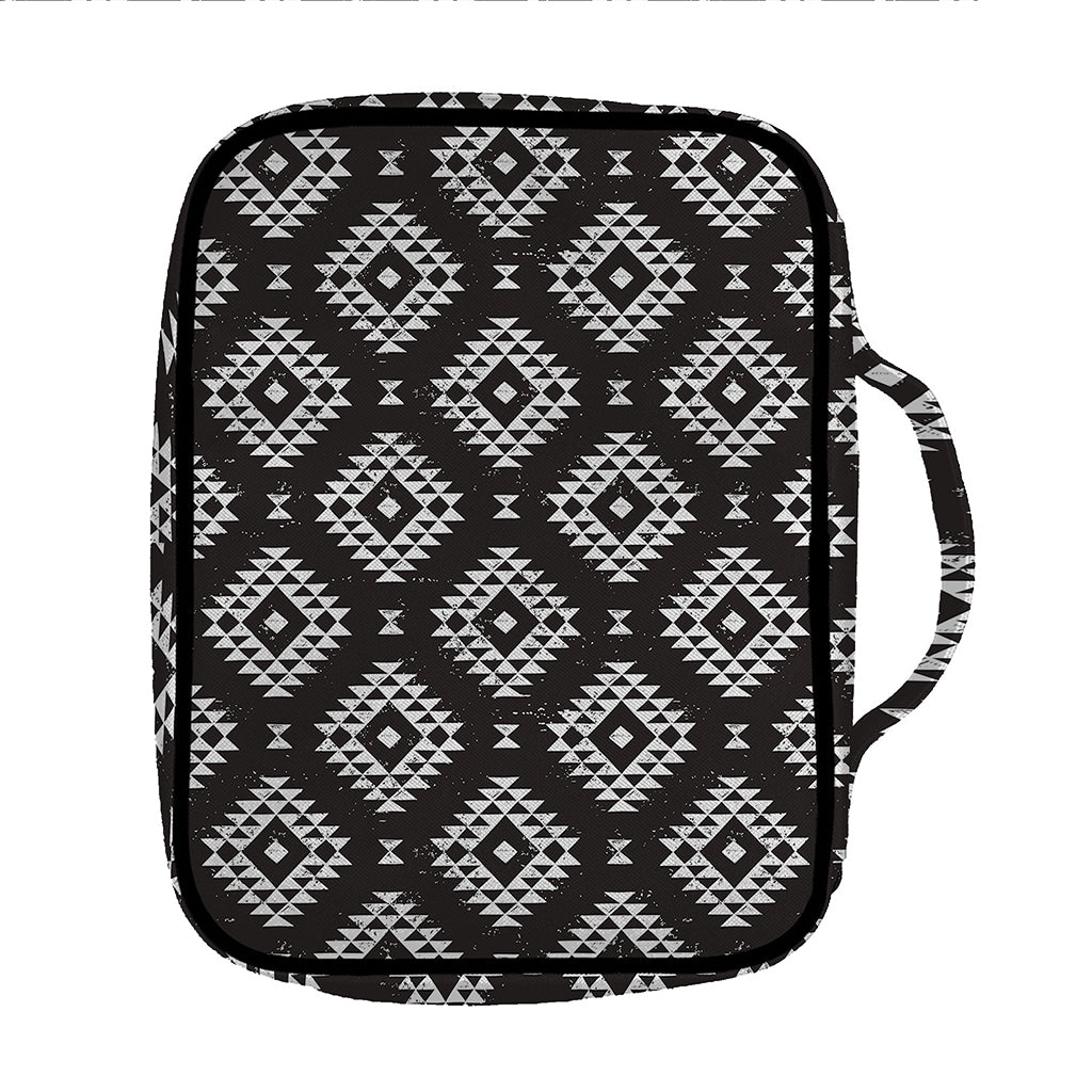Black And White Navajo Pattern Print Front Pocket Bible Bag