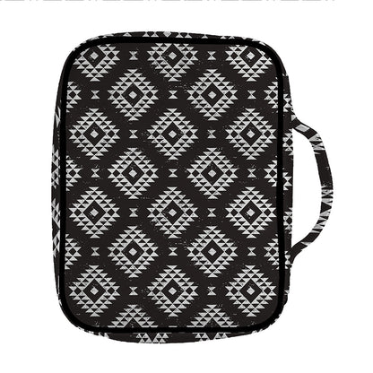 Black And White Navajo Pattern Print Front Pocket Bible Bag