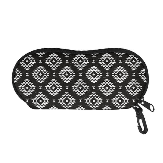 Black And White Navajo Pattern Print Glasses Case