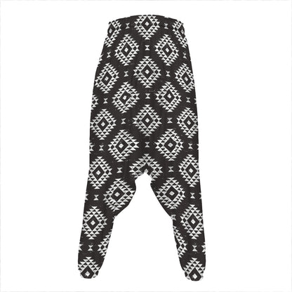 Black And White Navajo Pattern Print Hammer Pants
