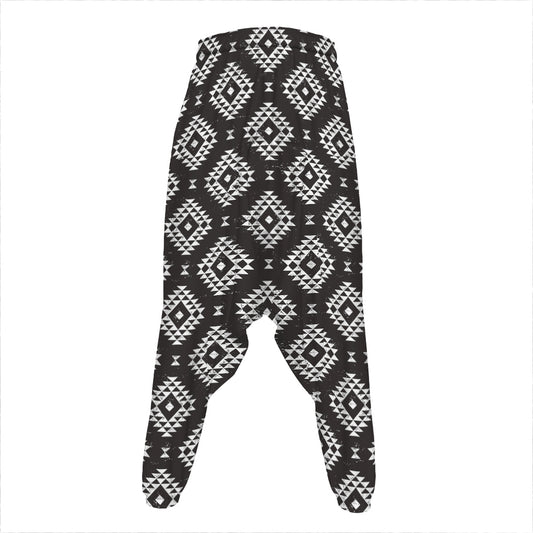 Black And White Navajo Pattern Print Hammer Pants