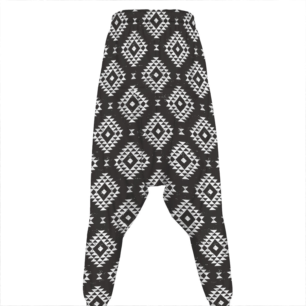 Black And White Navajo Pattern Print Hammer Pants