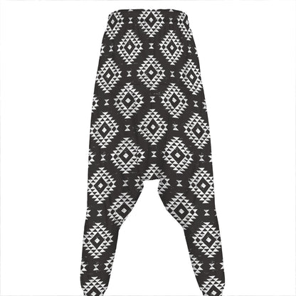 Black And White Navajo Pattern Print Hammer Pants