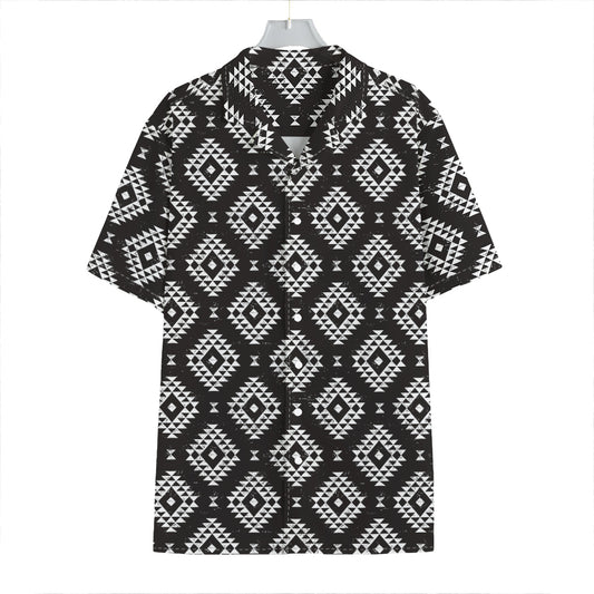 Black And White Navajo Pattern Print Hawaiian Shirt