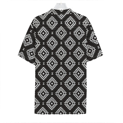Black And White Navajo Pattern Print Hawaiian Shirt