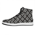 Black And White Navajo Pattern Print High Top Leather Sneakers