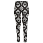 Black And White Navajo Pattern Print High-Waisted Pocket Leggings