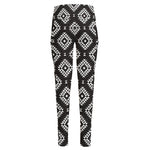 Black And White Navajo Pattern Print High-Waisted Pocket Leggings