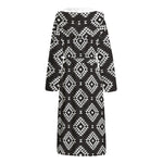 Black And White Navajo Pattern Print Hooded Bathrobe