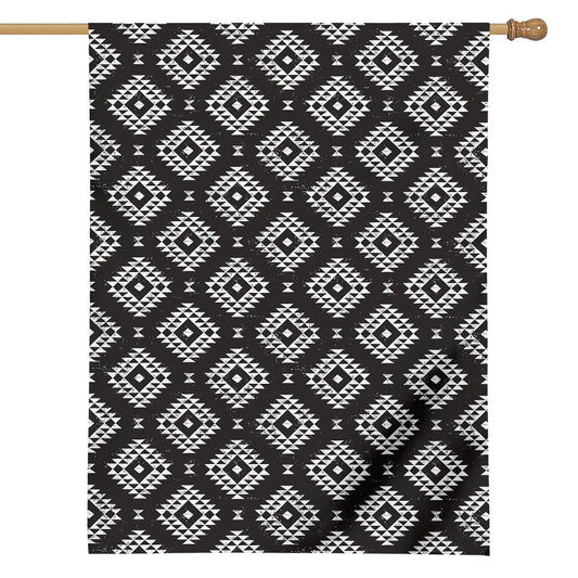 Black And White Navajo Pattern Print House Flag