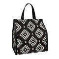 Black And White Navajo Pattern Print Insulated Lunch Tote