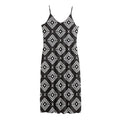 Black And White Navajo Pattern Print Jersey Midi Cami Dress
