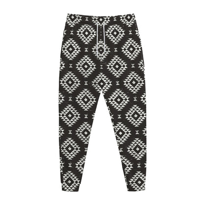 Black And White Navajo Pattern Print Jogger Pants
