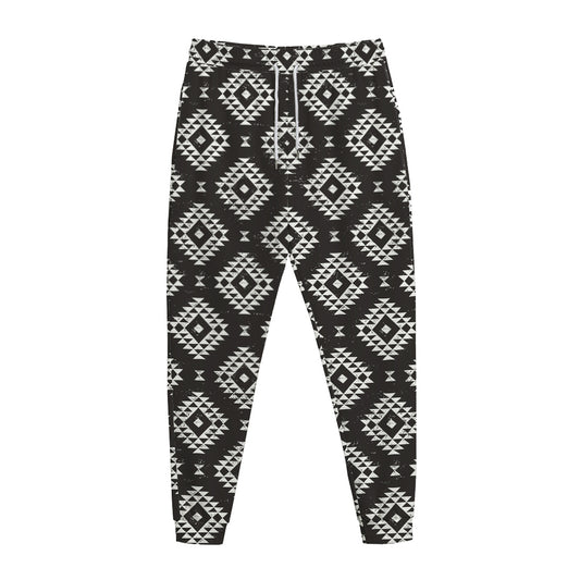 Black And White Navajo Pattern Print Jogger Pants