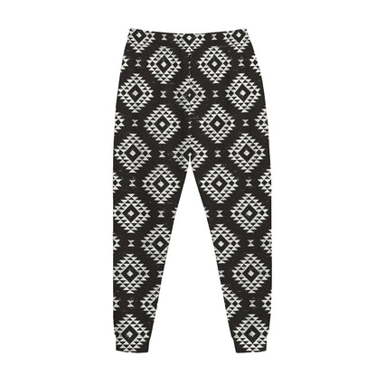 Black And White Navajo Pattern Print Jogger Pants