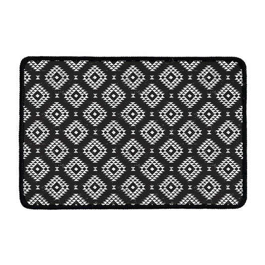 Black And White Navajo Pattern Print Kitchen Mat