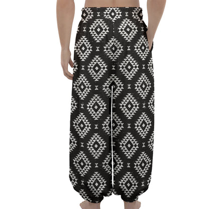 Black And White Navajo Pattern Print Lantern Pants