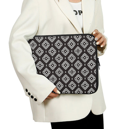 Black And White Navajo Pattern Print Laptop Sleeve