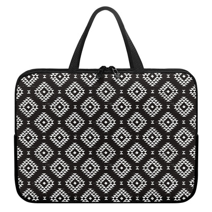 Black And White Navajo Pattern Print Laptop Sleeve With Handle