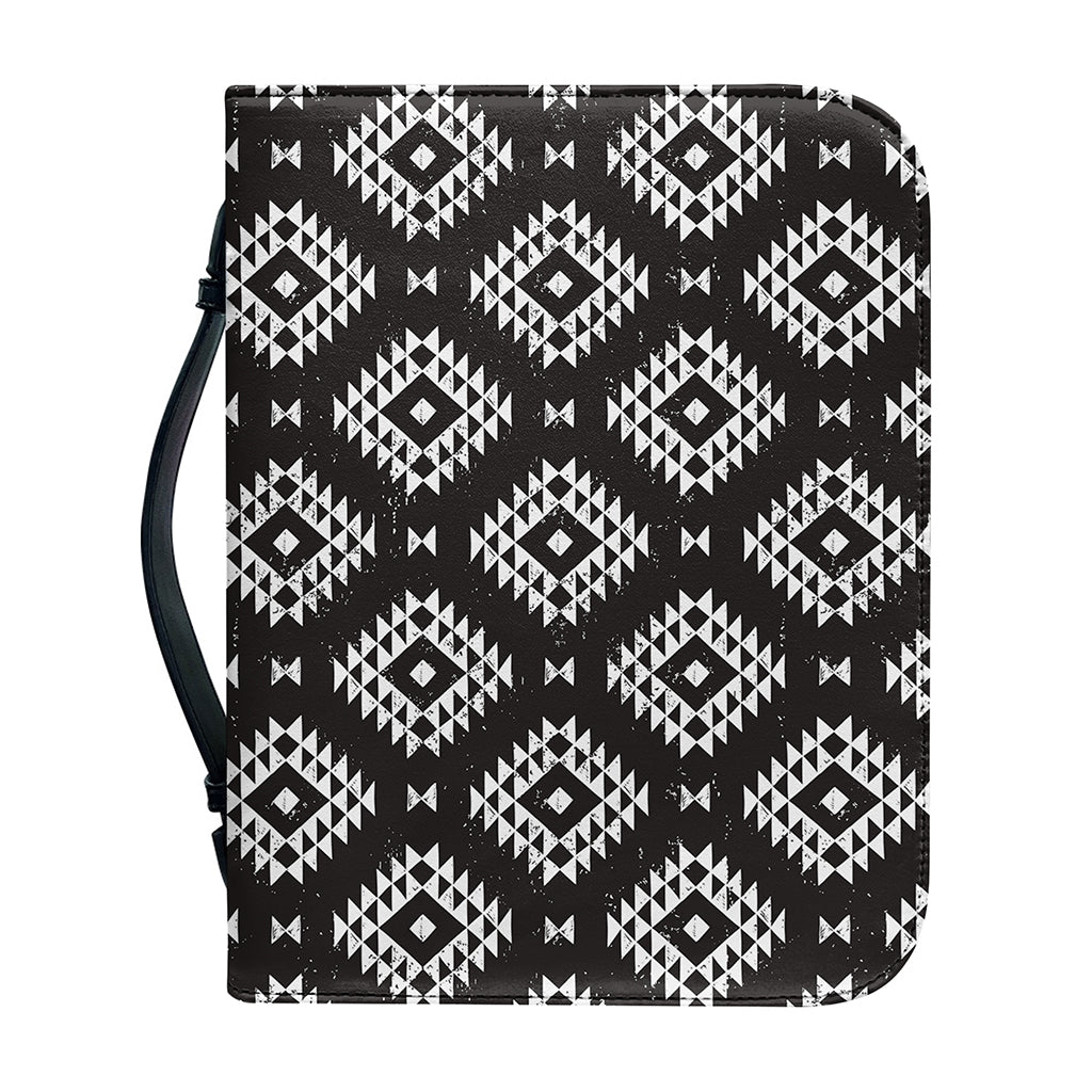 Black And White Navajo Pattern Print Leather Bible Cover