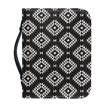 Black And White Navajo Pattern Print Leather Bible Cover