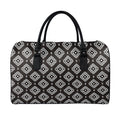 Black And White Navajo Pattern Print Leather Duffel Bag