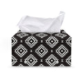 Black And White Navajo Pattern Print Leather Tissue Box Cover