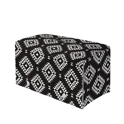Black And White Navajo Pattern Print Leather Tissue Box Cover