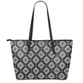 Black And White Navajo Pattern Print Leather Tote Bag With Zipper