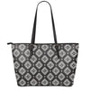 Black And White Navajo Pattern Print Leather Tote Bag